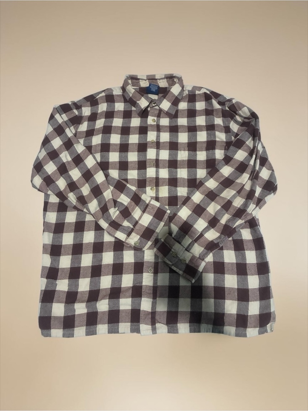 Casual Brown & Cream Check Button-Down Shirt